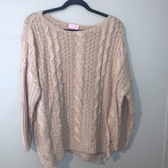 Taupe Cable Knit Sweater - Picture 5 of 7